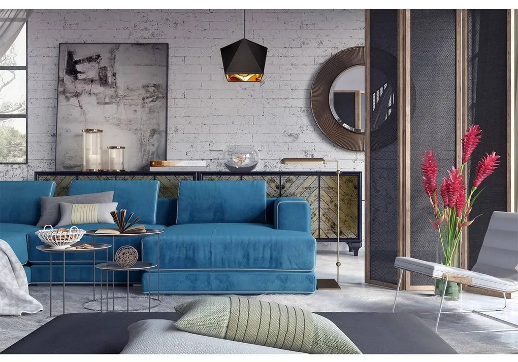 Závesné svietidlo Diamond Gold, 1x čierne/zlaté textilné tienidlo