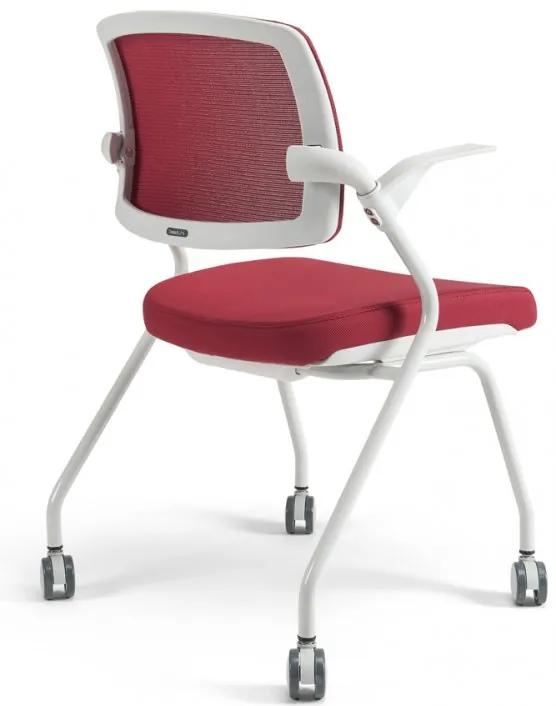 Konferenčná stolička na kolieskach Bestuhl U20 WHITE — viac farieb, stohovateľná Červená