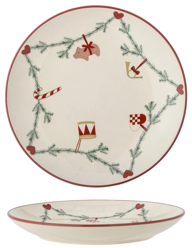 Bloomingville Kameninový tanier Yule Nature 25,5 cm