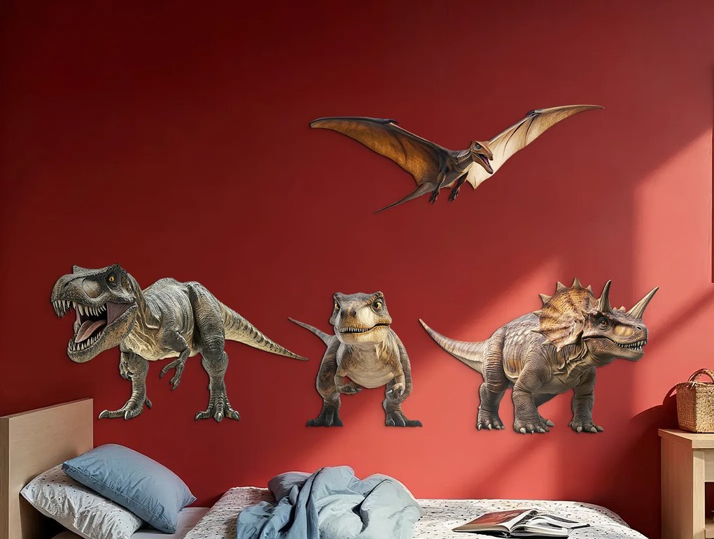 drevko | Sada nálepiek na stenu Svet dinosaurov 78 x 120 cm