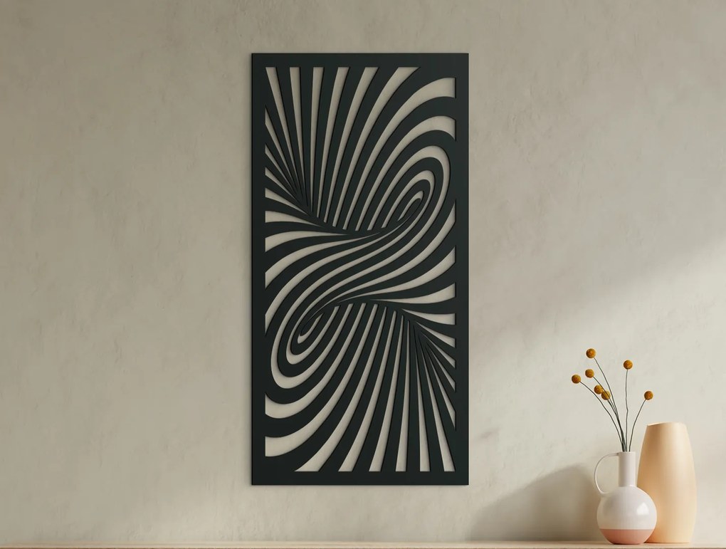 drevko Drevený obraz v abstraktnom štýle Kolotoč Rozmer obrazu: 44,5 x 22 cm, Farba dekorácie: Čierna
