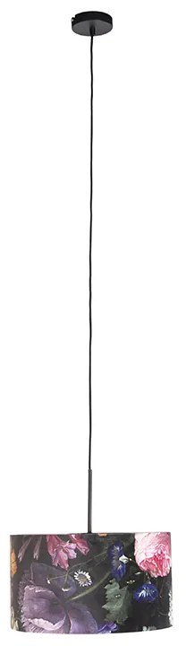 Závesné svietidlo s plyšovým tienidlom Kvetiny so zlatom 35 cm - Combi