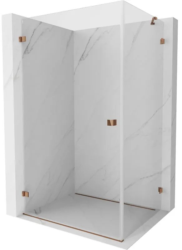 Mexen Lunar-B, výklopný sprchový kút ľavý 95 x 80 cm, 8mm číre sklo, profil ružové zlato, 832-095-080-60-00-L