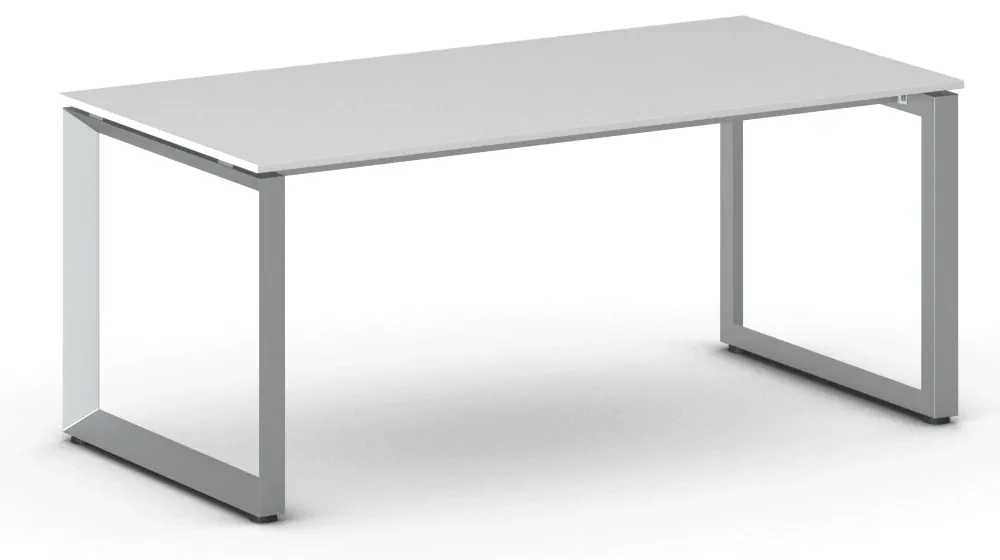 Kancelársky stôl PRIMO INSPIRE, sivostrieborná podnož, 1800 x 900 mm, biela