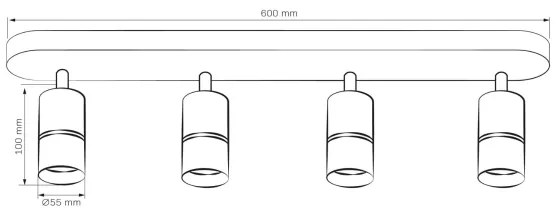 Bodové svietidlo BAMBOO 4xGU10/10W/230V čierna