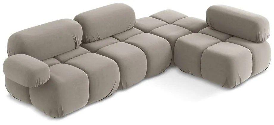 Béžová zamatová modulárna rohová pohovka (pravý roh) Lokua – Makamii