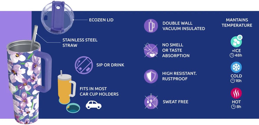 Nerezový termohrnček so slamkou Stream Light Pink 1200 ml