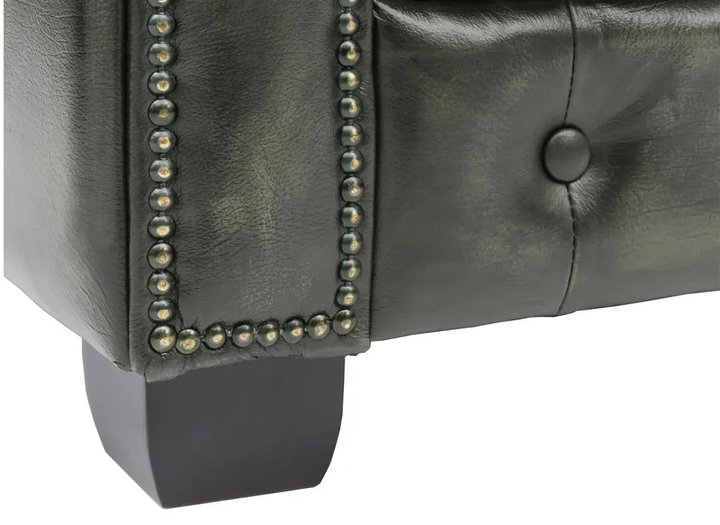 furniture-nabytek.cz - Dvoumístná pohovka Chesterfield z pravé kůže, zelená – 155×90×72 cm