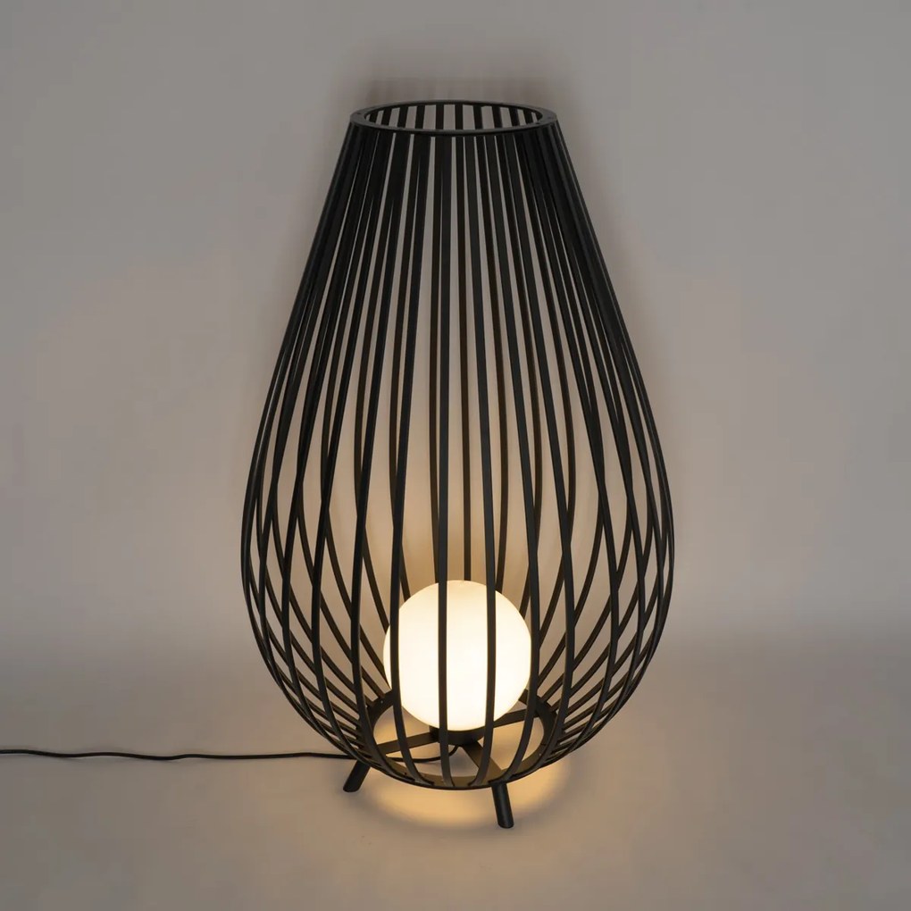 Dizajnová stojaca lampa čierna s opálom 110 cm - Angela