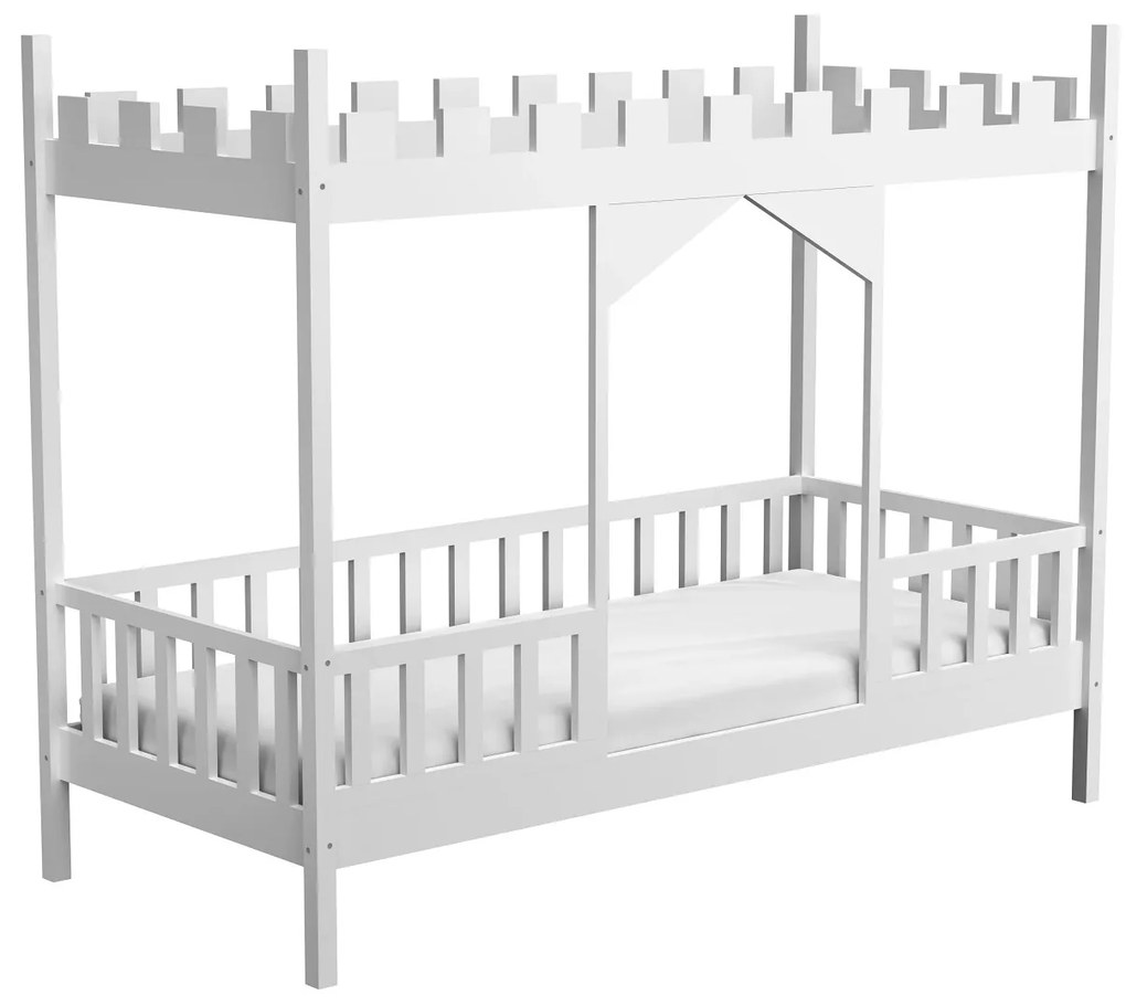 Detská posteľ v tvare zámku Dragon 2 - 90 x 180 cm - biela