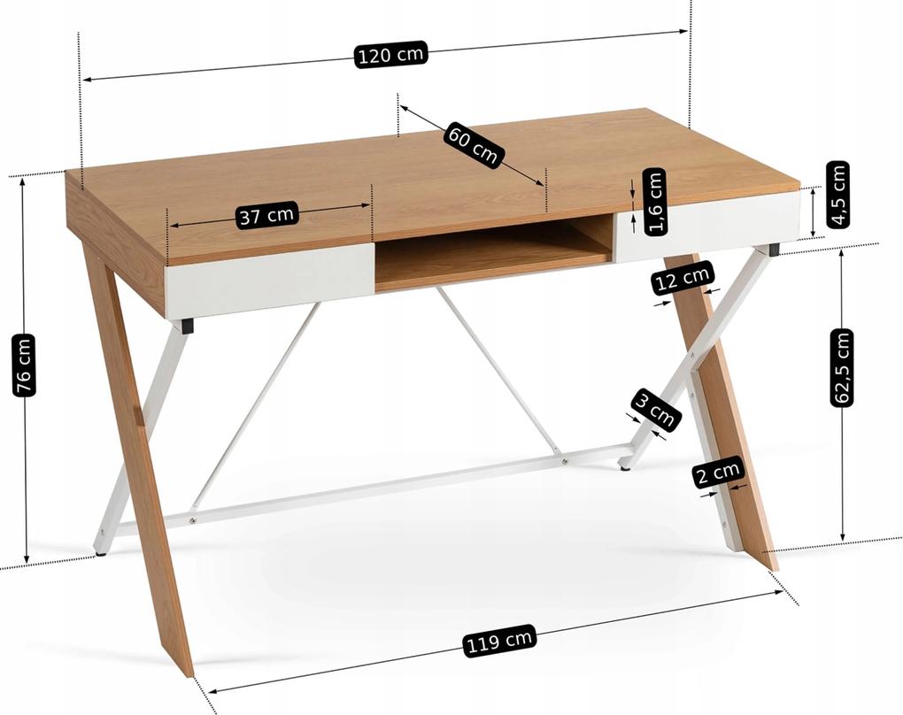 PROXIMA.store - Dizajnový písací stôl REA FARBA: biela