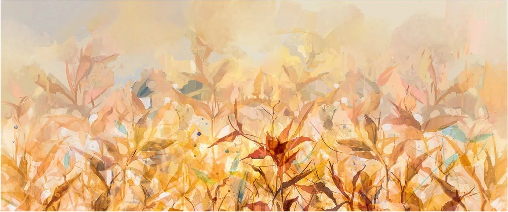 Obraz - Listy vo farbách jesene, olejomaľba (120x50 cm)
