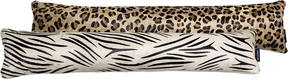 Kožený dlhý vankúš z hovädzej kože Cow leopard - 90*20*10cm