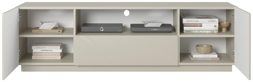 TV stolík Asha 167 cm so zásuvkou a otvorenou policou - kašmír