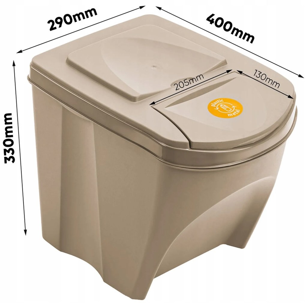 Prosperplast SORTIBOX ECO WOOD Sada 4 odpadkových košov 4x25l, naturo IKWB25S4W