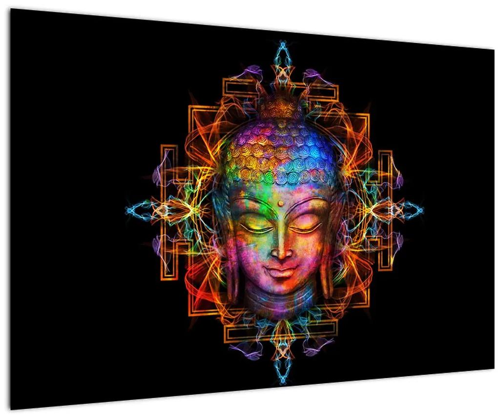 Obraz - Busta Budhu v neónových farbách (90x60 cm)