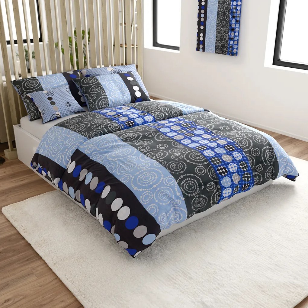 Bavlnené obliečky CIRCLES BLUE, modrá Rozmer obliečky: 70 x 90 cm | 140 x 200 cm