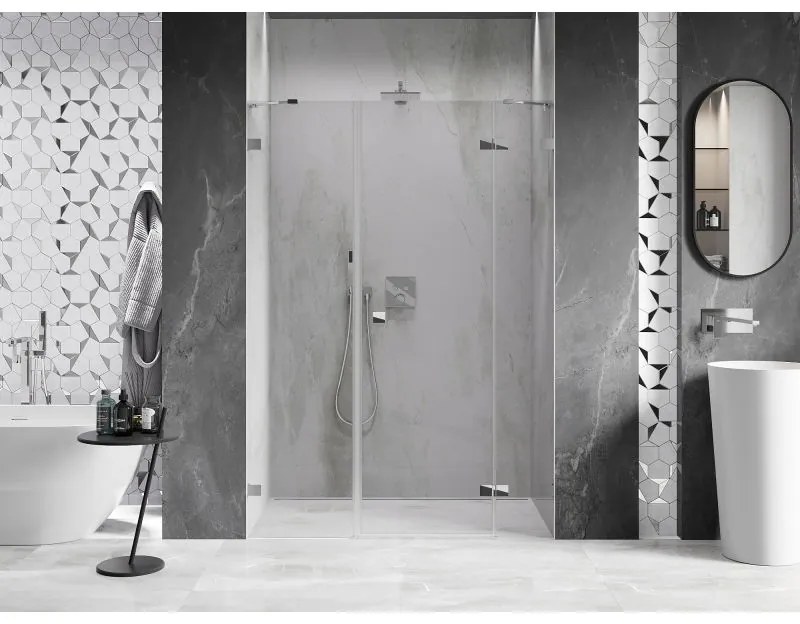 Mexen Lunar, pravé otočné sprchové dvere 155 cm, číre sklo, chrómový profil, 834S-155-050-01-00-P