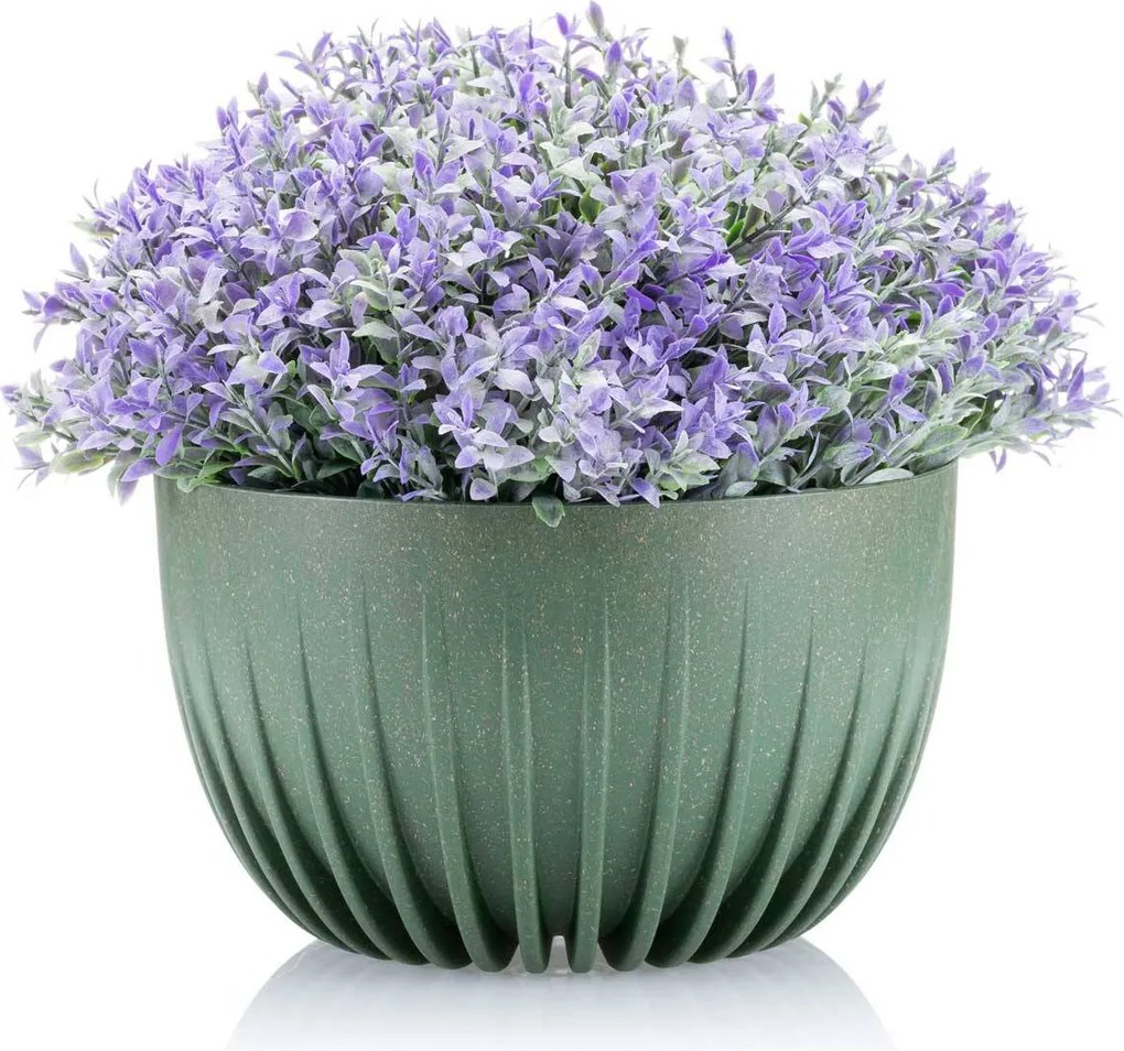 PLASTOVÝ KVETINÁČ STRIPPED ECO SADA 2KS 16X30 CM+15X24 CM ZELENÁ