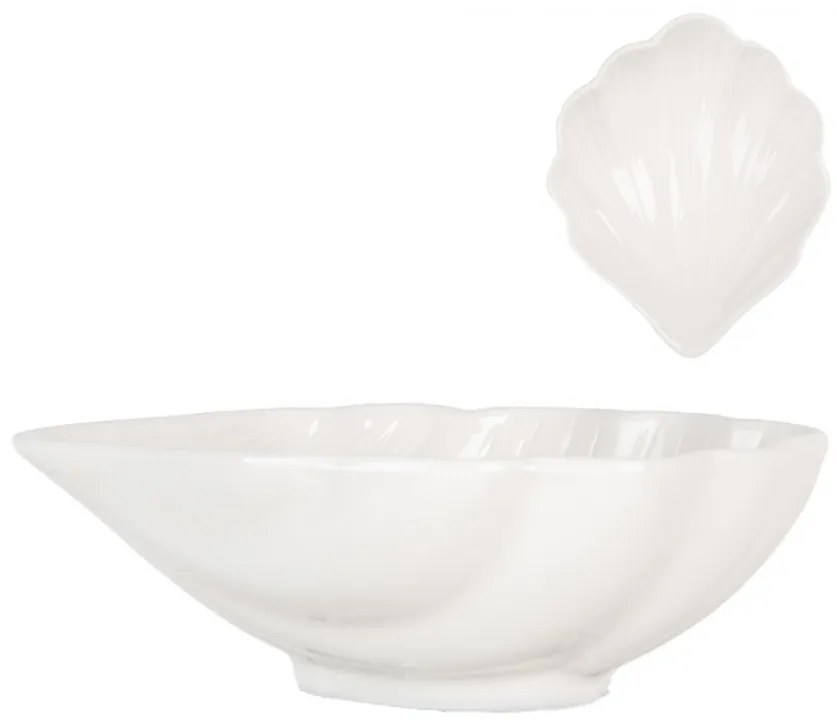 Biela keramická miska v tvare mušle Shell Bowl - 12*10*4 cm