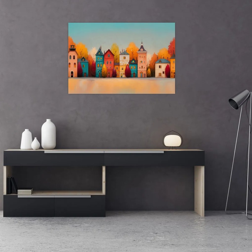 Obraz - Jesenná dedina (90x60 cm)