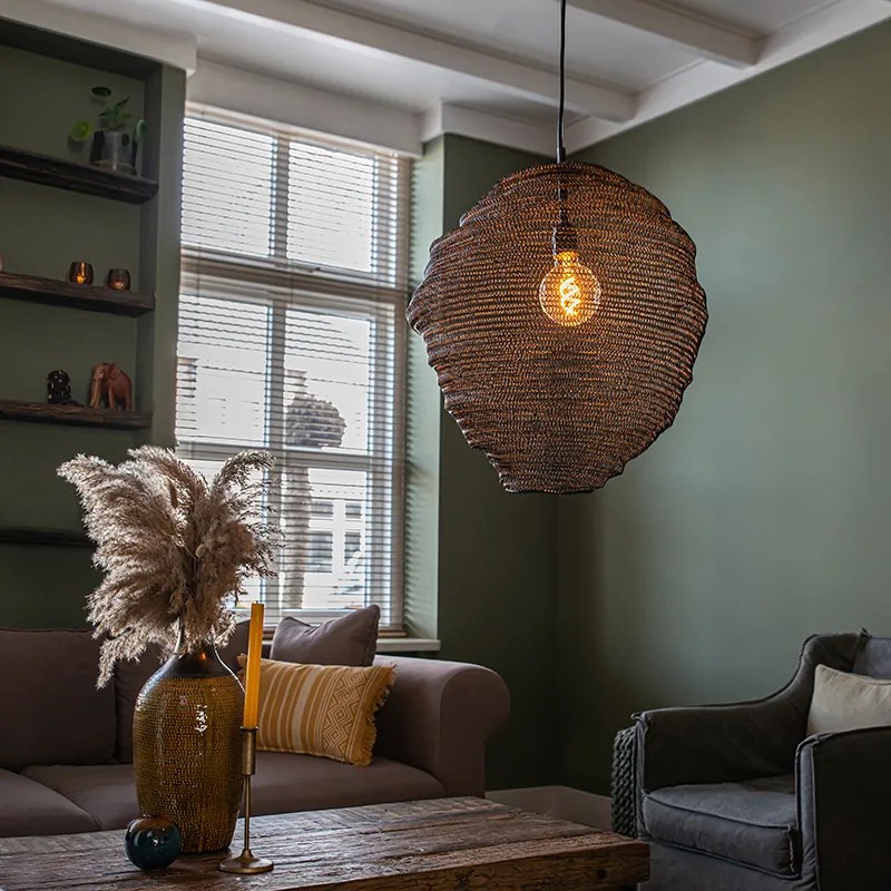 Orientálne závesné svietidlo čierne - Nidum Gran