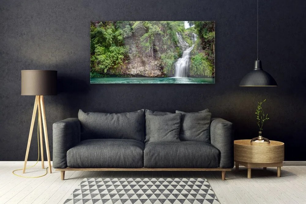 Obraz na akrylátovom skle Vodopád skala príroda 120x60 cm