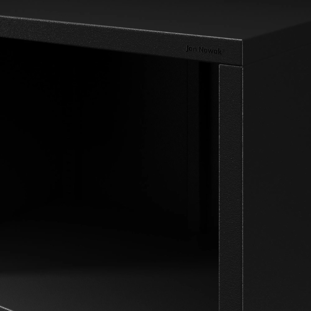 Čierny kovový regál na knihy MARIO Modern 500 x 1800 x 350 mm