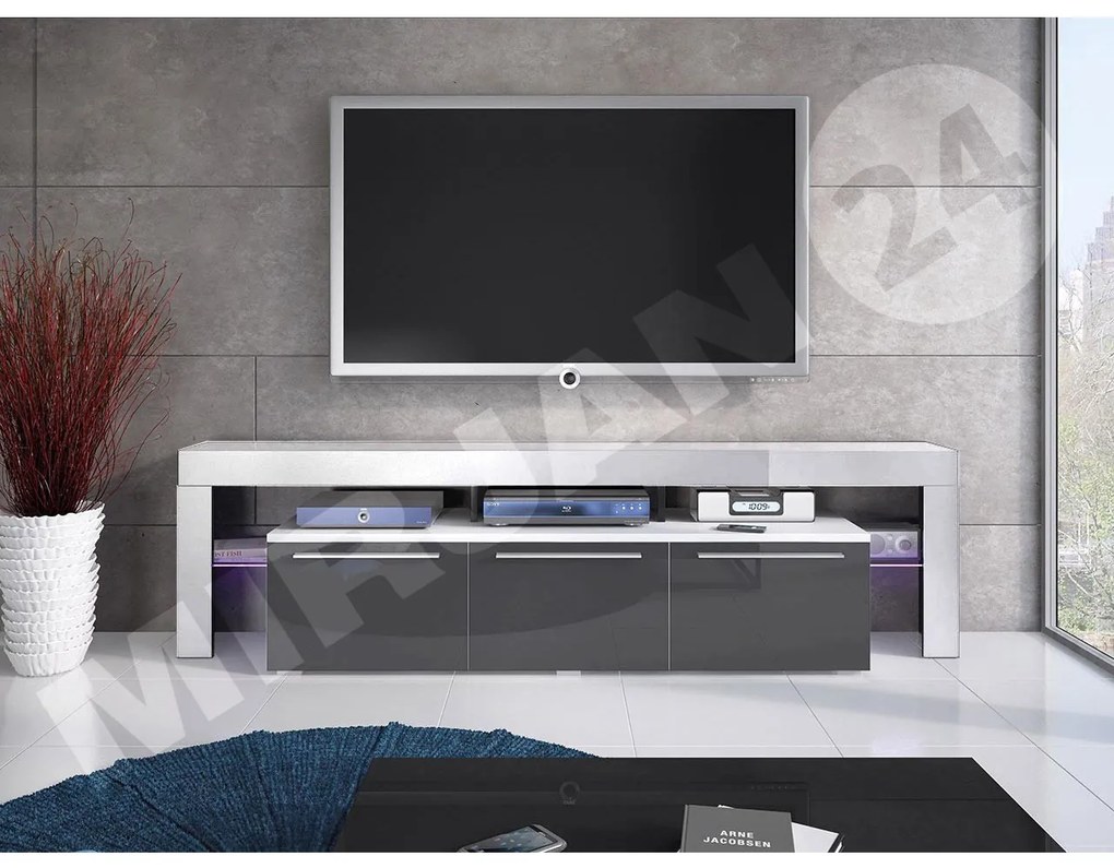 TV skrinka Quatro 150 Plus, Farby: biela / čierny lesk