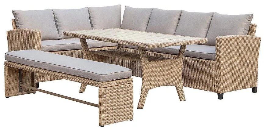 Rohová sedacia súprava Stockholm z lavicou natural