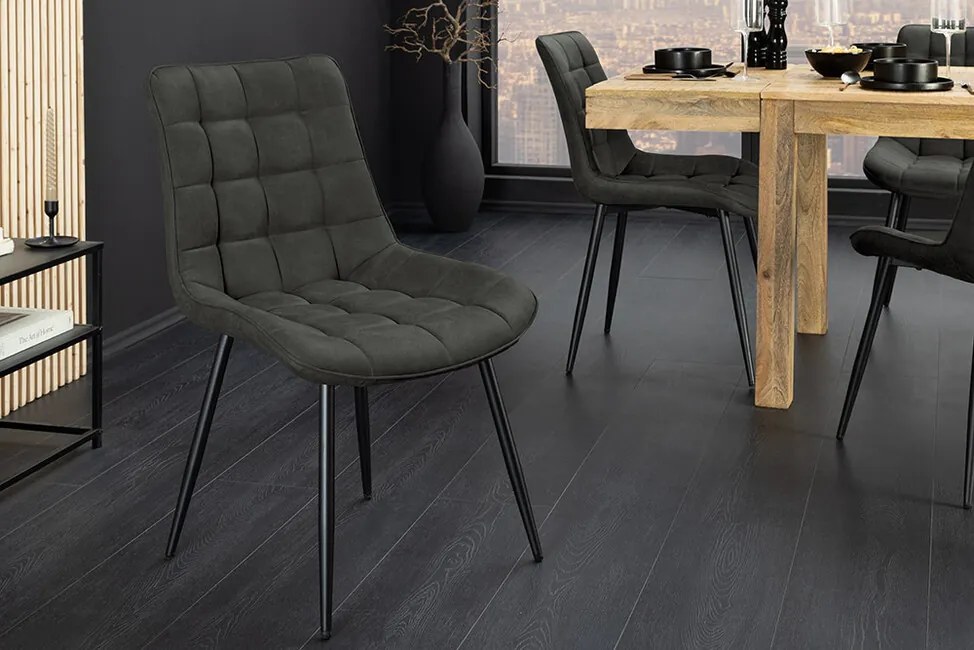 Dizajnová jedálenská stolička Granby šedá mikrovlákno