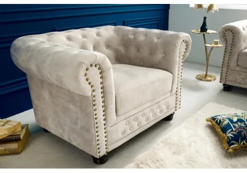 Kreslo 42312 Chesterfield Zamat Champagner  - Komfort-nábytok
