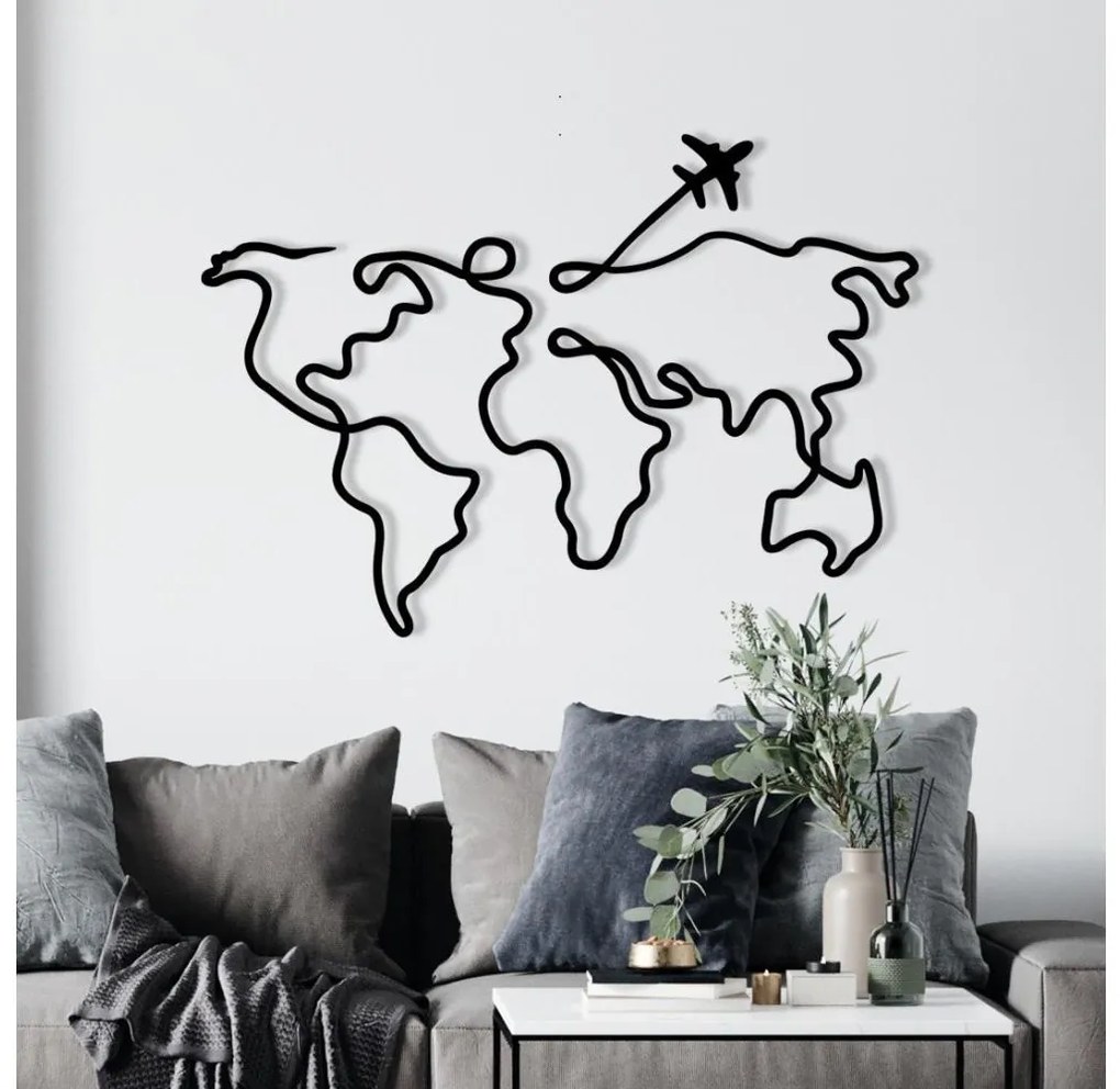 Nástenná dekorácia 60x42 cm mapa kov