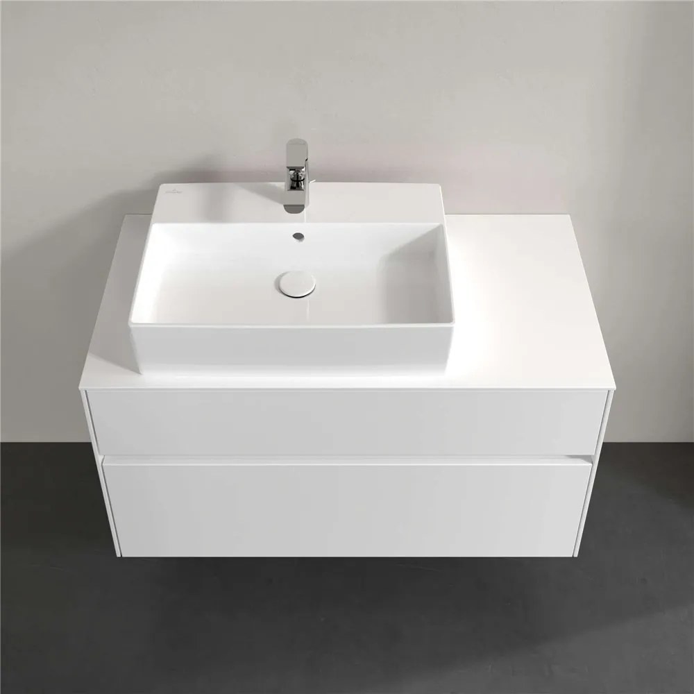 VILLEROY &amp; BOCH Collaro závesná skrinka pod umývadlo na dosku (umývadlo vľavo), 2 zásuvky, 1000 x 500 x 548 mm, Glossy White, C12600DH