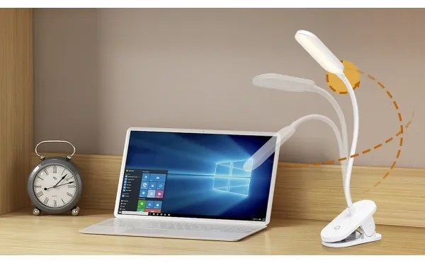 Aigostar - LED Stmievateľná nabíjacia stolná lampa s klipom LED/2,5W/5V 1200mAh biela