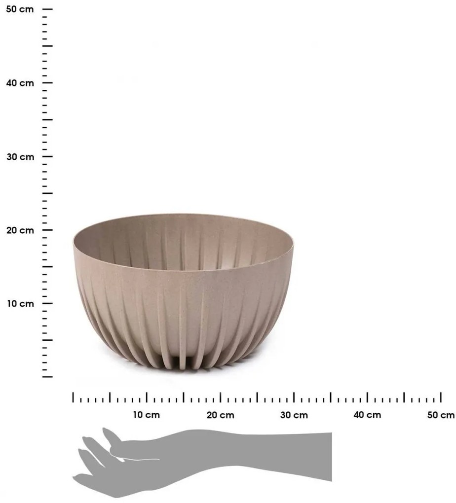 Kvetináč PRUHOVANÝ EKO 30 cm svetlohnedý