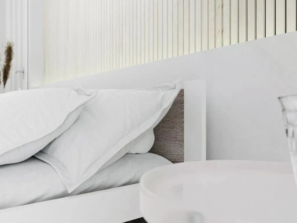 Posteľ IKAROS 80 x 200 cm, biela/dub lanýž Rošt: S lamelovým roštom, Matrac: Matrac SOMMERA 18 cm