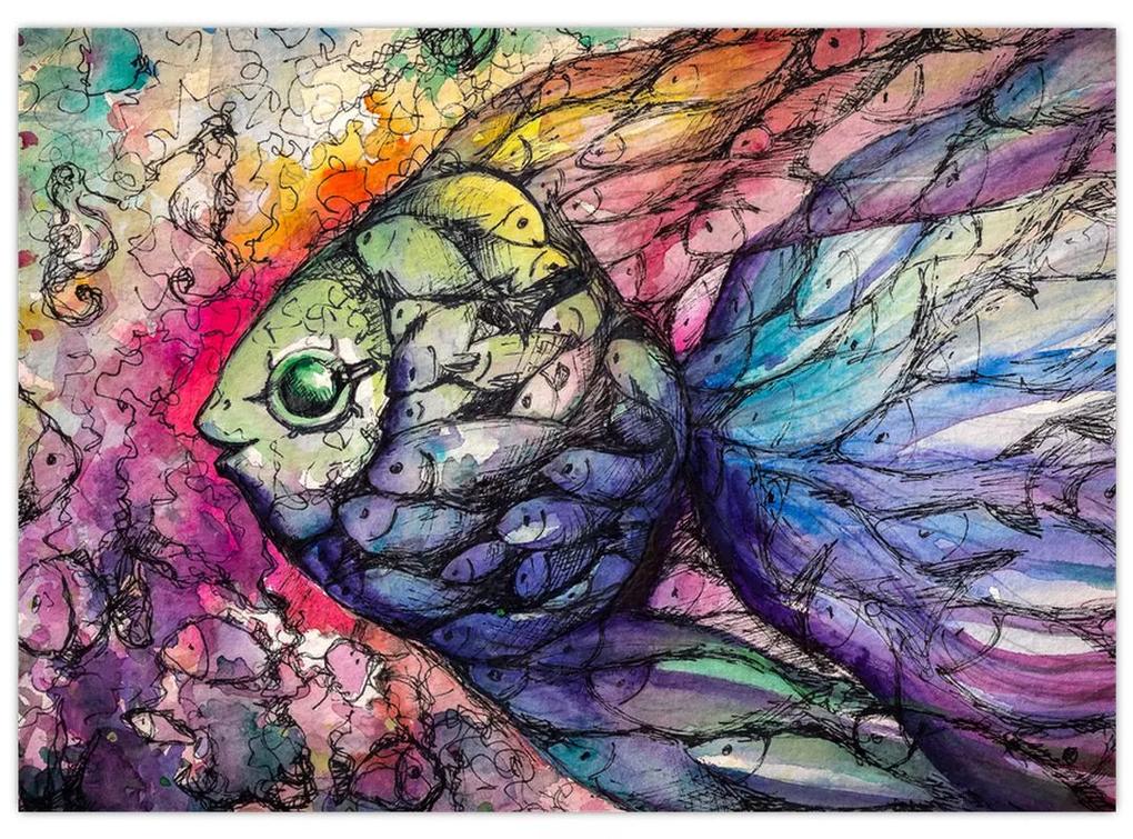 Sklenený obraz - Farebná rybička (70x50 cm)