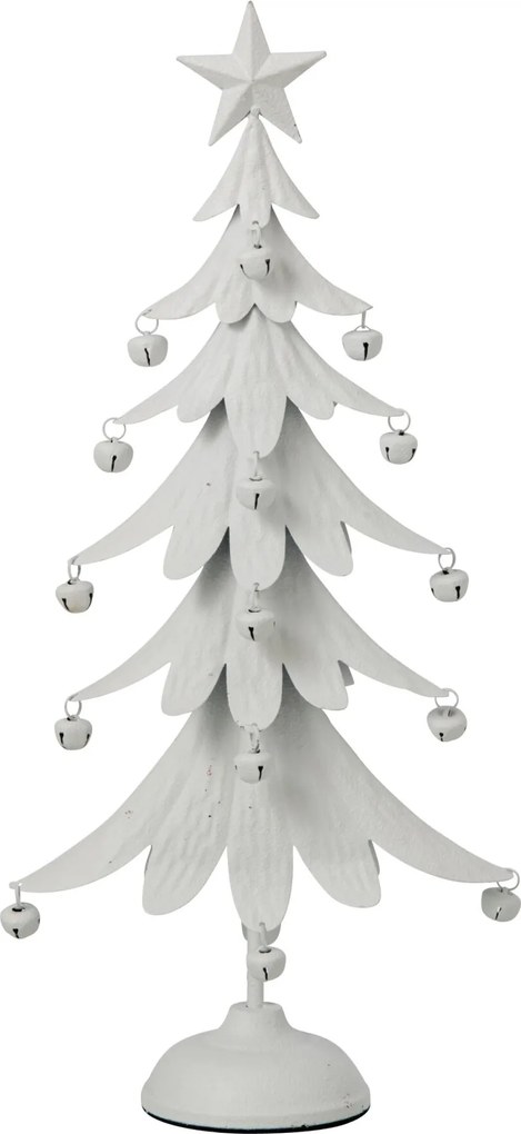 Biely antik kovový stromček s rolničkami Christmas Tree - 25 * 11 * 56 cm
