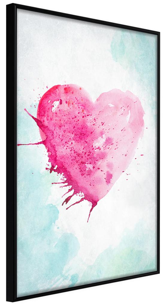Artgeist Plagát - Watercolour Heart [Poster] Veľkosť: 20x30, Verzia: Čierny rám s passe-partout