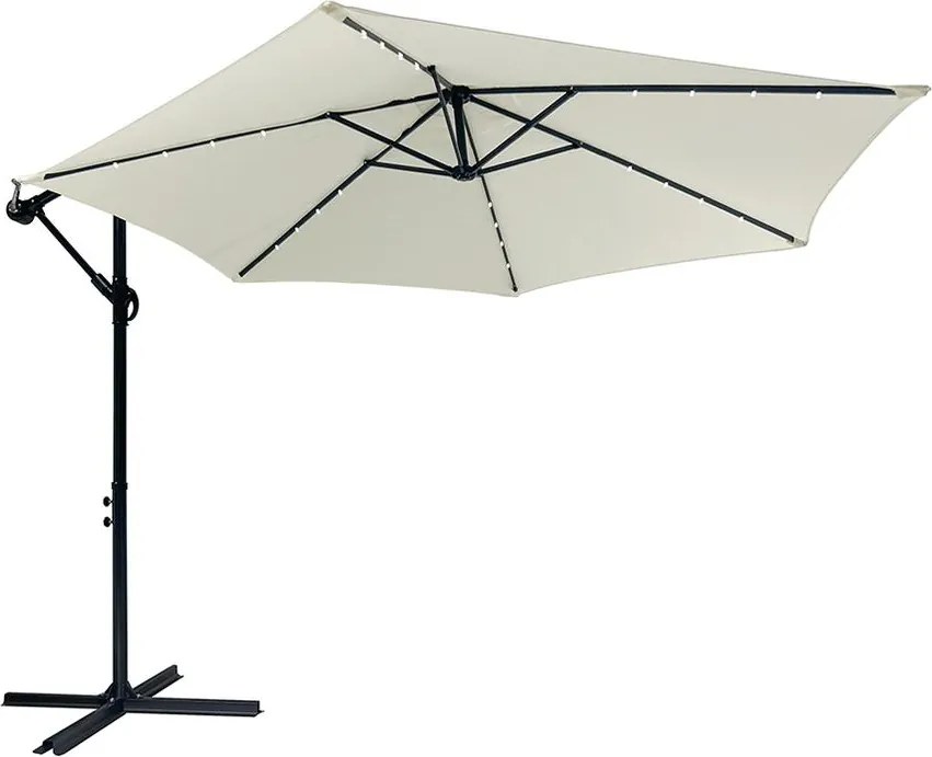 Veľký polohovateľný slnečník AVENBERG SUNNY LED 300, priemer 3M, béžová