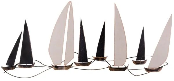 Nástenná dekorácia 52x117 cm plachetnica kov