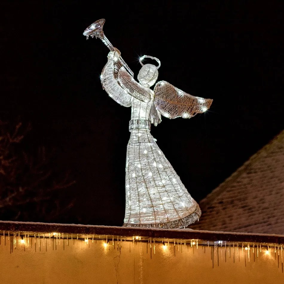 DECOLED LED svetelný anjel 122 cm, LED biela, IP44