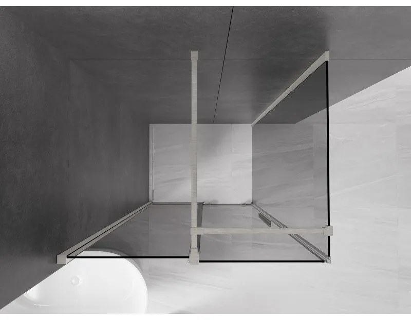 Mexen Velar, sprchový kút s posuvnými dverami 90 x 80 cm, 8mm šedé sklo, brúsená oceľ, 871-090-080-41-97