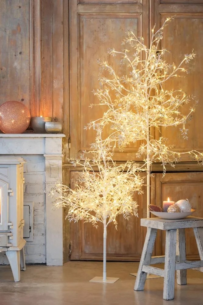 Dekorácia strieborný svietiaci stromček Tree leaves silver M - Ø 60*100 cm