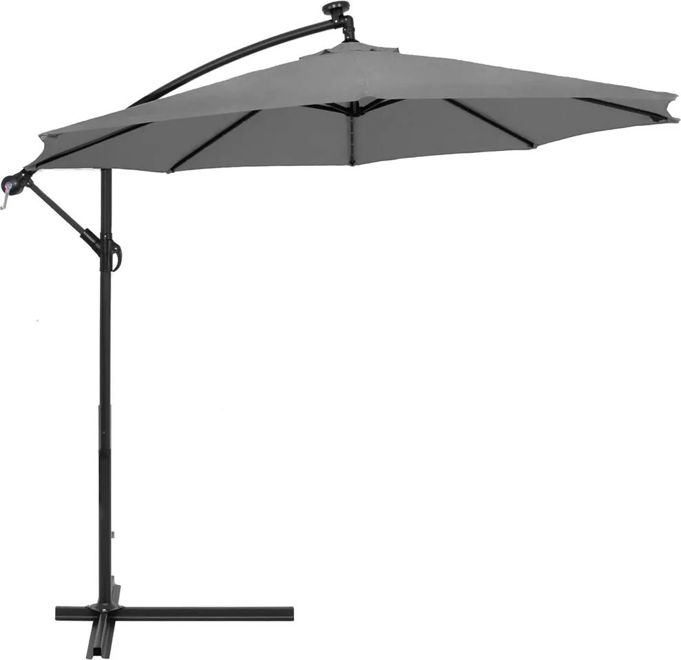 Záhradný slnečník 3m LED SPRINGOS GU0046 - sivý