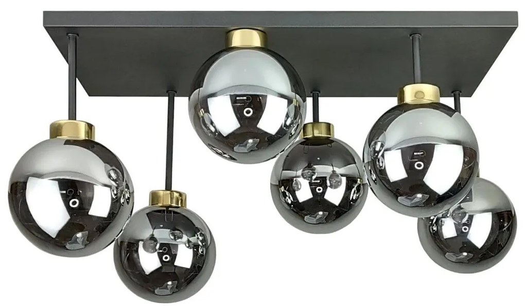 Prisadený luster DEA 6xE14/60W/230V čierna/zlatá/dymová čierna