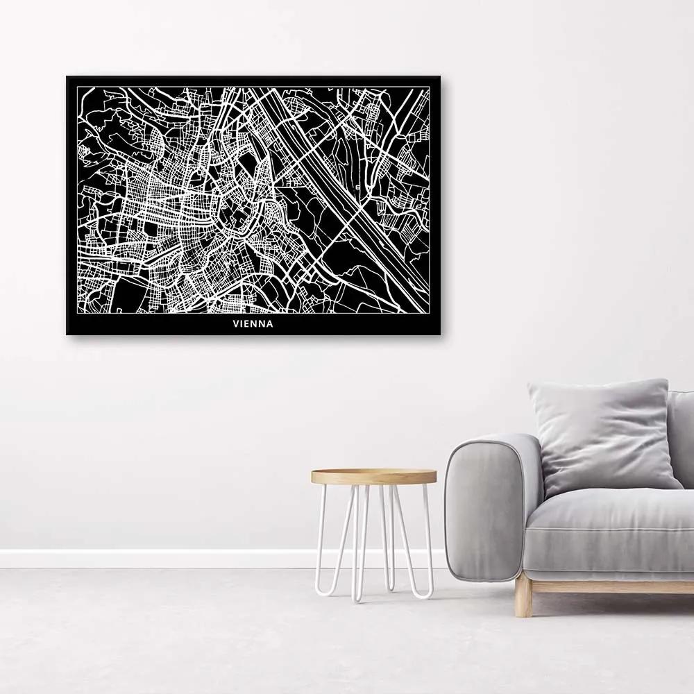 Obraz na plátně Mapa města Vídeň - 100x70 cm