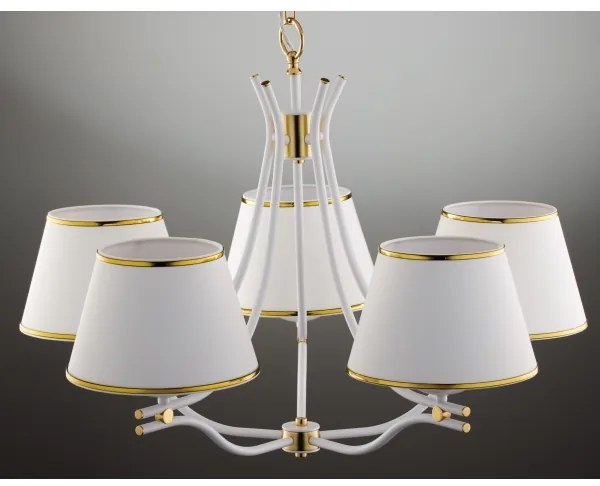 Jupiter 2084 - Závesný luster SAMBA na reťazi 5xE27/15W/230V biela/zlatá
