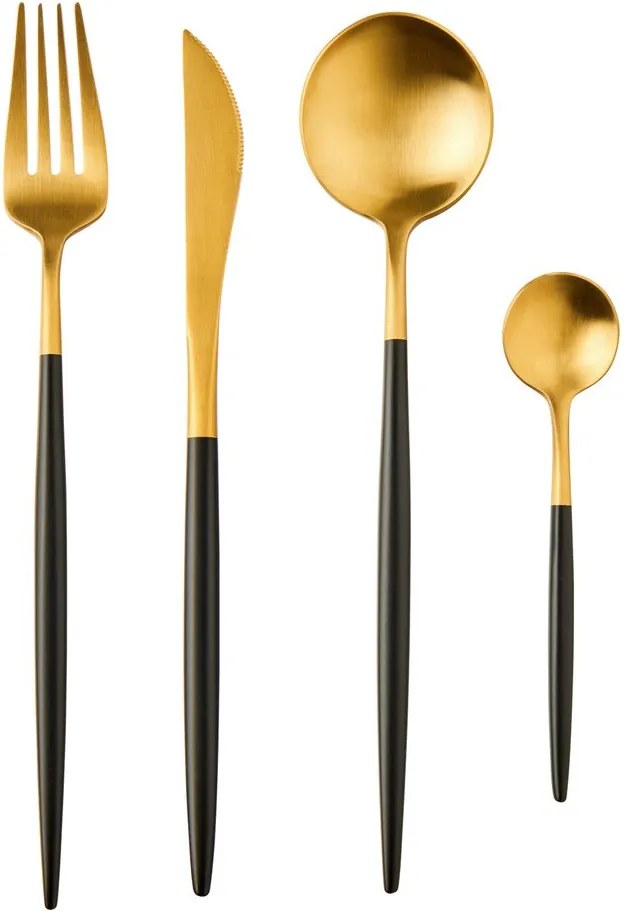 STILETTO Príbory matné set 4 ks – zlatá/čierna